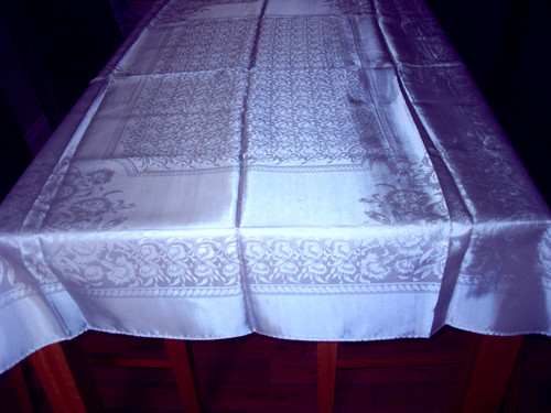 White damask tablecloth with