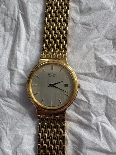 Seiko men gold plated quartz - gold-plated,