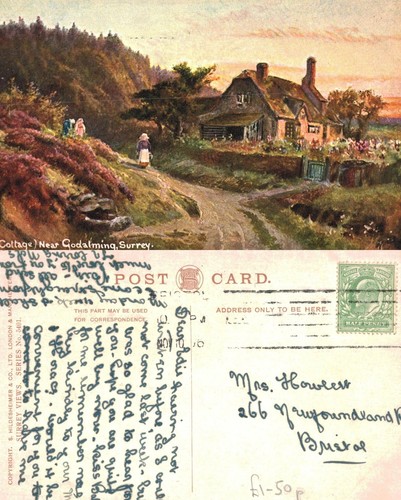 Vintage postcard cottage - vintage,