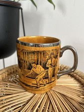 Vintage 1969 Lord Nelson Pottery Mug “Garden Bowls”  Amber Glaze  Silver Lustre