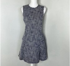 Banana Republic Blue Tweed Sleeveless  Lined Fit & Flare Dress Sz 6 EUC