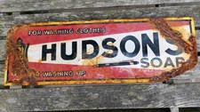 Hudson Soap Washing Clothes Vintage Kitchen Enamel Sign Man Cave Garage Retro 