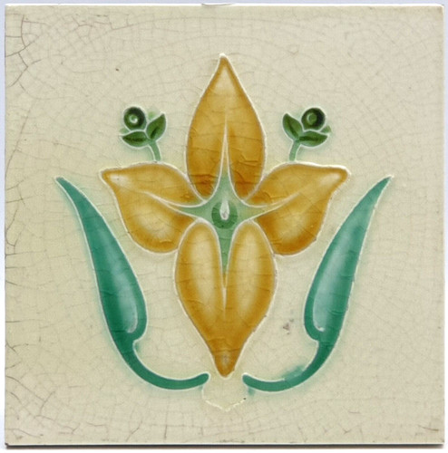 Art nouveau fireplace tile - fireplace,