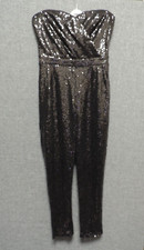 Lipsy Strapless Sequined Jumpsuit Black UK 10 RRP £70 LN122 AA 14