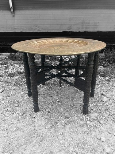 Antique moroccan brass oak - moroccan,