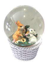 Easter Bunny Rabbit Musical Glitter Easter Snow Globe / Ornament /  Easter Gift