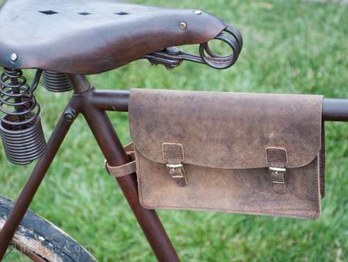 Vintage brown leather bicycle - vintage,