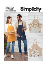 SIMPLICITY 9302 UNISEX APRONS Sewing pattern in 4 Different styles ONE SIZE