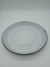 Vintage Enamelware Pie Tin Plate 8in