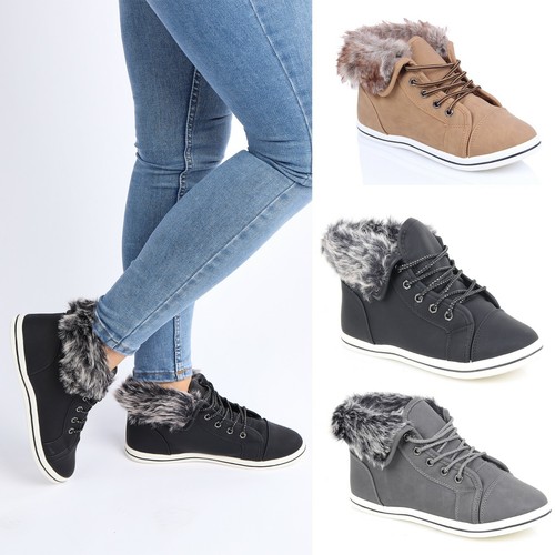 Womens ladies flat fully fur - ,