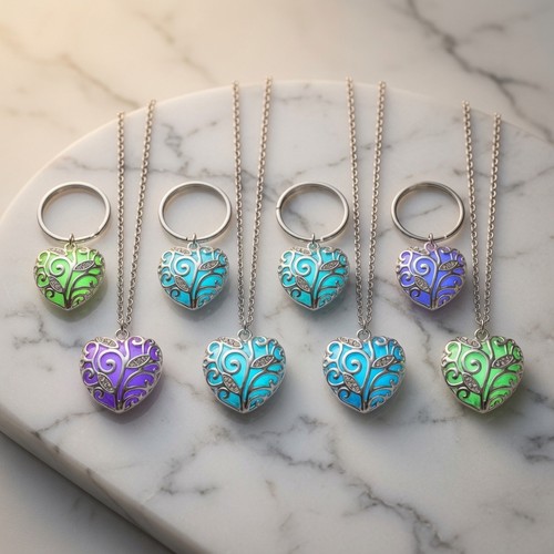 Glowing heart necklace with - glowing,