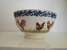 Vintage Brixton Pottery Small Bowl With Chicken Design