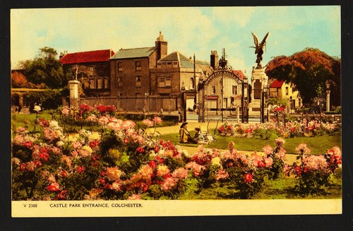 Old postcard castle park - castle,