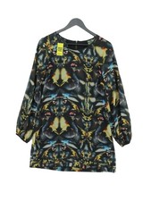 Ted Baker Women's Top UK 12 Black 100% Polyester Long Sleeve Round Neck Tunic