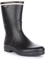 BNWT Aigle Ladies Chanteboot Stripes Mid-Calf Rubber Wellies, Marine, UK4 / EU37