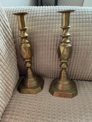 Pair antique solid brass - pair,