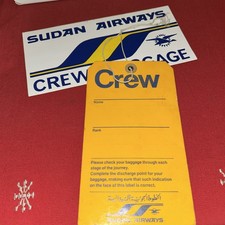 Sudan Airways Vintage Crew Bag Tag & Baggage Sticker Airline Collectables Rare