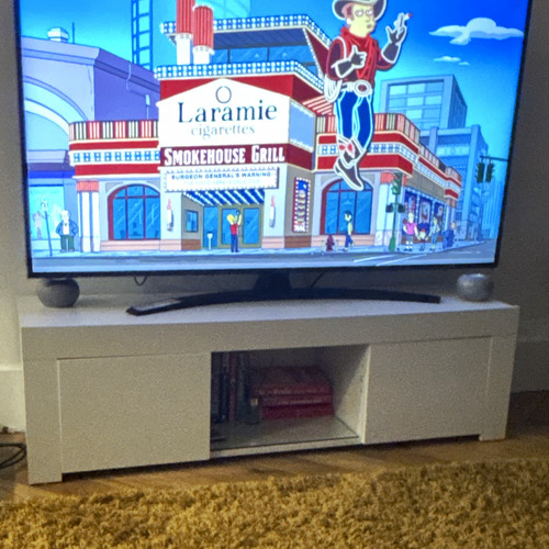 White freestanding stand - freestanding, tv