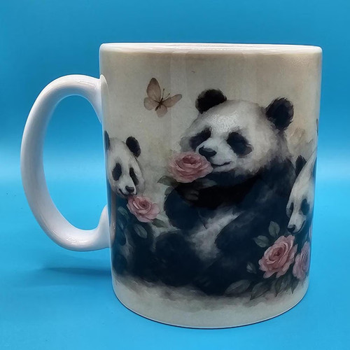 Panda mug with roses - roses, &