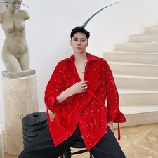 Men Sequined Velvet Button