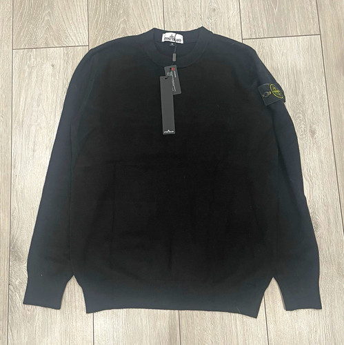 Stone island black knit crew - stone,