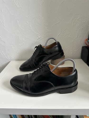 Loake black leather cap toe - leather,