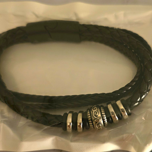 Black braided faux leather - braided,
