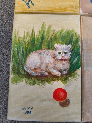 Cat painting sara - cat, h.
