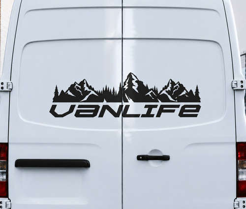 Vanlife mountain large vinyl - vanlife,