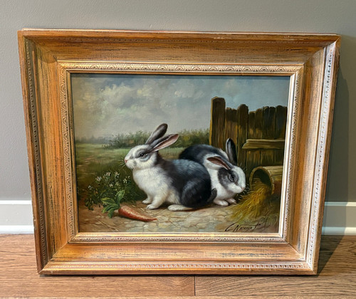 Original framed dutch - original, rabbits