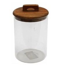 Exmouth Glass Storage Jar with Wooden Airtight Acacia Lid Cereal Jar, 1.6 Litre