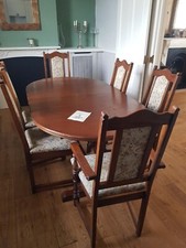 Old Charm Dining Table & 6 chairs (inc 2 Carvers) Original Wood Brothers Oak 