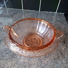 Vintage pink pressed glass art