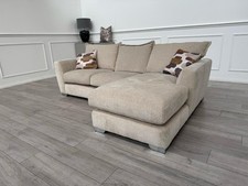 Furniture Village Sofia Beige Fabric Corner Sofa with Chaise End