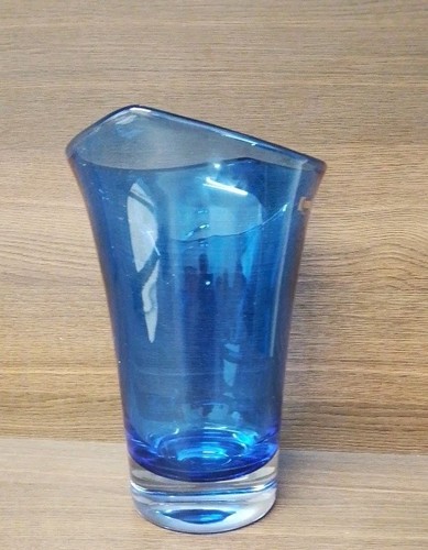 Krosno blue glass vase - krosno,