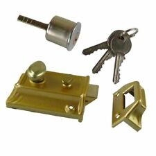 Brass Finish Door Lock Night Latch Rim Type Cylinder Security Latch 3 Keys