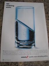 SWISS AIR WORLD'S MOST REFRESHING AIRLINE 48 DEGREE SEATS ADVERT A4 SIZE FILE 11