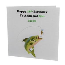 HANDMADE - PERSONALISED Fishing MALE BIRTHDAY CARD