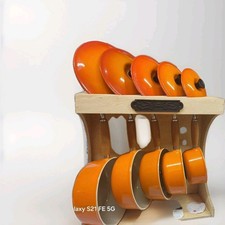 Vintage Le Creuset Set Of 5 Saucepans & Lids with stand. 