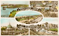 RPPC Hand-Coloured Multiview Gt Yarmouth Norfolk 1951 KGVI Seaside Postcard (A1)