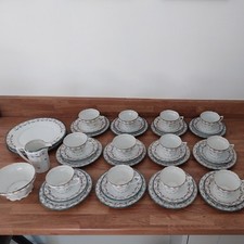 Vintage Bone China Tea 40 Piece Set Inc 12 X Trios Sugar Bowl Cake Plate & Jug