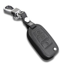 Leather Car Key Cover Case Remote Key Fob Keyring Sleeve For VW Seat Skoda UK