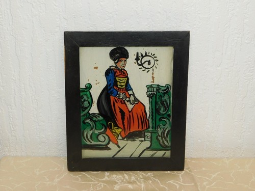 Rural reverse glass painting - glass,
