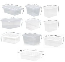Plastic Storage Box Boxes with Lids Home Office Clear Stackable Safe Containers