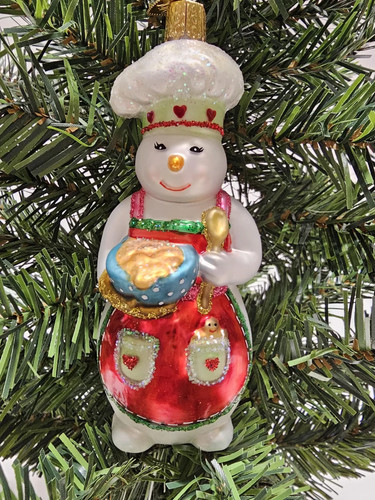 Snow woman chef cooking - snow, old