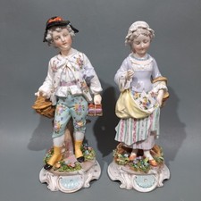Antique German Volksteid Porcelain Figures Richard Eckert Crossed Swords Mark