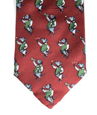 Bryn Parry tie by Fox & Chave Pure silk Novelty design Dog drinking red wine NEW