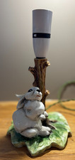 Beautiful CERAMI Porcelain Rabbit Figurine Table Lamp