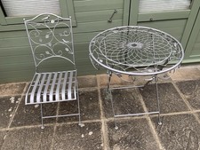 Hand Made Folding Garden Table and Chair. Leaf and Bird Design. Good Condition