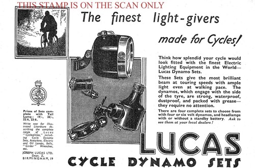 1934 advert lucas bicycle - lucas,